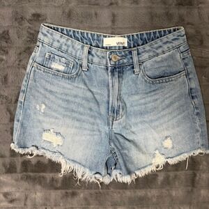Vervet Los Angeles High Rise Distressed Denim Shorts Light Wash V3403 Womens S